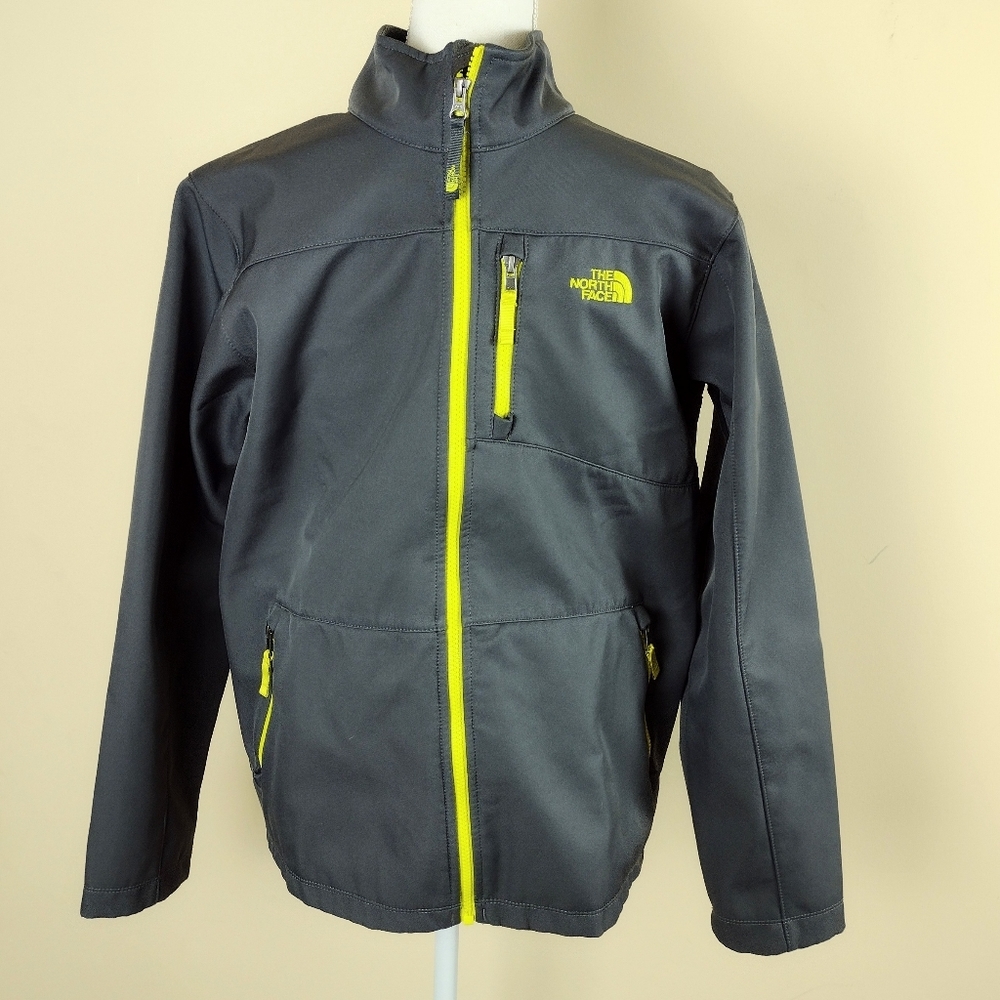 The North Face Gray Neon Softshell Full Zip Boy's Jacket Sz XL